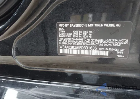 2015 BMW 428 Gran Coupe xDrive из США, поврежденный, VIN WBA4C9C56FD331636